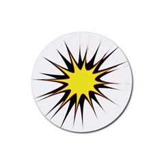 Spot Star Yellow Black White Rubber Coaster (round)  by Mariart