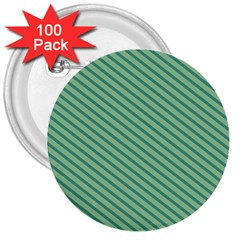 Striped Green 3  Buttons (100 Pack)  by Mariart