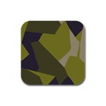 Unifom Camuflage Green Frey Purple Falg Rubber Square Coaster (4 pack)  Front