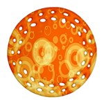 Retro Orange Circle Background Abstract Round Filigree Ornament (Two Sides) Front