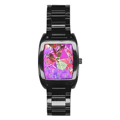 Abstract Design With Hummingbirds Stainless Steel Barrel Watch by Nexatart