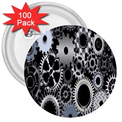 Gears Technology Steel Mechanical Chain Iron 3  Buttons (100 Pack)  by Mariart