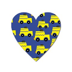 A Fun Cartoon Taxi Cab Tiling Pattern Heart Magnet by Nexatart