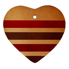 Vintage Striped Polka Dot Red Brown Heart Ornament (two Sides) by Mariart