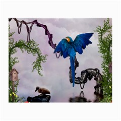 Wonderful Blue Parrot In A Fantasy World Small Glasses Cloth by FantasyWorld7