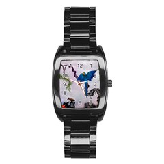 Wonderful Blue Parrot In A Fantasy World Stainless Steel Barrel Watch by FantasyWorld7