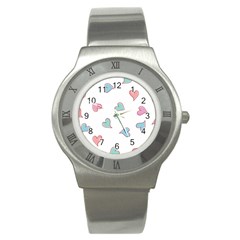 Colorful Random Hearts Stainless Steel Watch by Nexatart