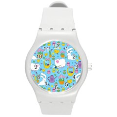 Cute Easter Pattern Round Plastic Sport Watch (m) by Valentinaart