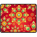 Red and Orange Floral Geometric Pattern Double Sided Fleece Blanket (Medium)  58.8 x47.4  Blanket Front