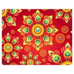 Red and Orange Floral Geometric Pattern Double Sided Flano Blanket (Medium)  60 x50  Blanket Front