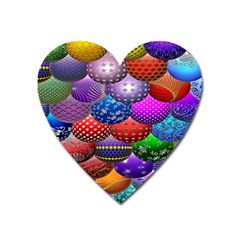 Fun Balls Pattern Colorful And Ornamental Balls Pattern Background Heart Magnet by Nexatart