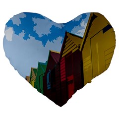 Brightly Colored Dressing Huts Large 19  Premium Flano Heart Shape Cushions by Nexatart