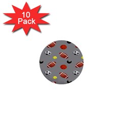 Balltiled Grey Ball Tennis Football Basketball Billiards 1  Mini Buttons (10 Pack)  by Mariart