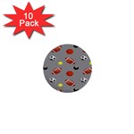 Balltiled Grey Ball Tennis Football Basketball Billiards 1  Mini Buttons (10 pack)  Front