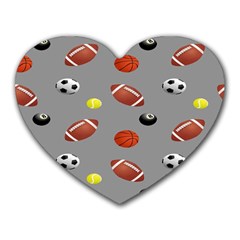 Balltiled Grey Ball Tennis Football Basketball Billiards Heart Mousepads by Mariart