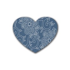 Flower Floral Blue Rose Star Rubber Coaster (heart)  by Mariart