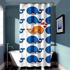 Fish Animals Whale Blue Orange Love Shower Curtain 36  X 72  (stall)  by Mariart