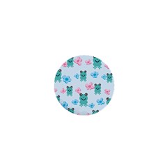 Frog Green Pink Flower 1  Mini Buttons by Mariart