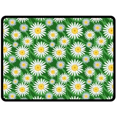 Flower Sunflower Yellow Green Leaf White Fleece Blanket (large)  by Mariart