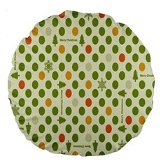 Merry Christmas Polka Dot Circle Snow Tree Green Orange Red Gray Large 18  Premium Round Cushions by Mariart