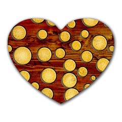 Wood And Gold Heart Mousepads by linceazul