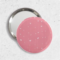 Pink Background With White Hearts On Lines 2 25  Handbag Mirrors by TastefulDesigns