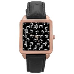 Pug Dog Pattern Rose Gold Leather Watch  by Valentinaart