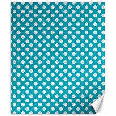 Sleeping Kitties Polka Dots Teal Canvas 8  X 10  by emilyzragz