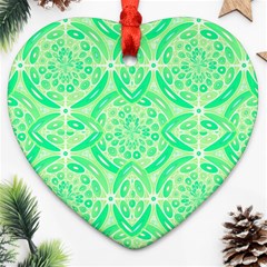 Kiwi Green Geometric Heart Ornament (two Sides) by linceazul