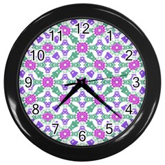 Multicolor Ornate Check Wall Clocks (black) by dflcprints