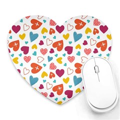 Colorful Bright Hearts Pattern Heart Mousepads by TastefulDesigns