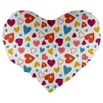 Colorful Bright Hearts Pattern Large 19  Premium Heart Shape Cushions Back