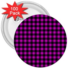 Lumberjack Fabric Pattern Pink Black 3  Buttons (100 Pack)  by EDDArt