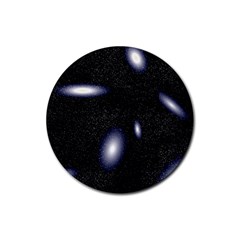 Galaxy Planet Space Star Light Polka Night Rubber Coaster (round)  by Mariart