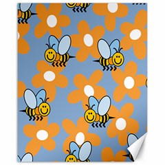 Wasp Bee Honey Flower Floral Star Orange Yellow Gray Canvas 16  X 20   by Mariart