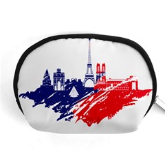 Eiffel Tower Monument Statue Of Liberty France England Red Blue Accessory Pouches (medium)  by Mariart