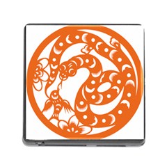 Chinese Zodiac Horoscope Snake Star Orange Memory Card Reader (square) by Mariart