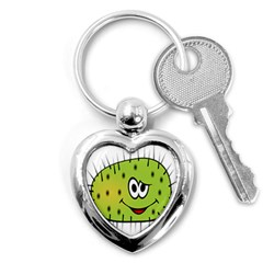 Thorn Face Mask Animals Monster Green Polka Key Chains (heart)  by Mariart