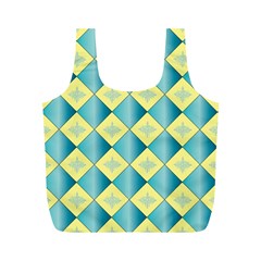 Yellow Blue Diamond Chevron Wave Full Print Recycle Bags (m)  by Mariart