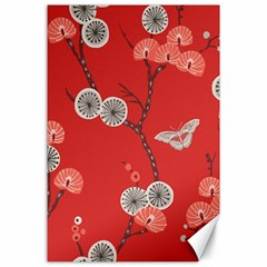 Dandelions Red Butterfly Flower Floral Canvas 24  X 36  by Mariart