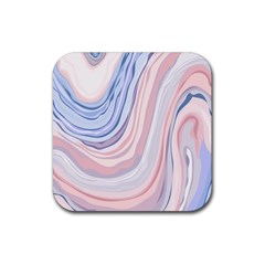 Marble Abstract Texture With Soft Pastels Colors Blue Pink Grey Rubber Coaster (square)  by Mariart