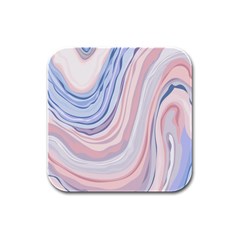 Marble Abstract Texture With Soft Pastels Colors Blue Pink Grey Rubber Square Coaster (4 Pack)  by Mariart