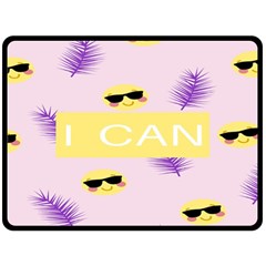 I Can Purple Face Smile Mask Tree Yellow Fleece Blanket (large)  by Mariart