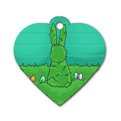 Rabbit Easter Green Blue Egg Dog Tag Heart (one Side) by Mariart