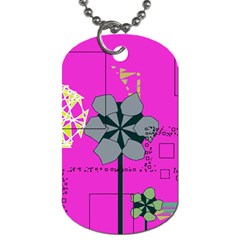 Flowers And Squares              Dog Tag (one Side) by LalyLauraFLM