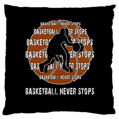 Basketball Never Stops Large Cushion Case (one Side) by Valentinaart