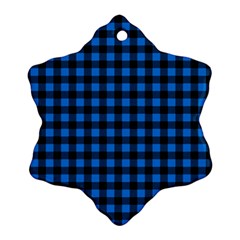 Lumberjack Fabric Pattern Blue Black Ornament (snowflake) by EDDArt