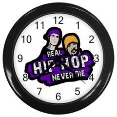 Real Hip Hop Never Die Wall Clocks (black) by Valentinaart