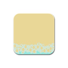 Bubbles Yellow Blue White Polka Rubber Square Coaster (4 Pack)  by Mariart