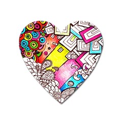 Beautiful Colorful Doodle Heart Magnet by Nexatart